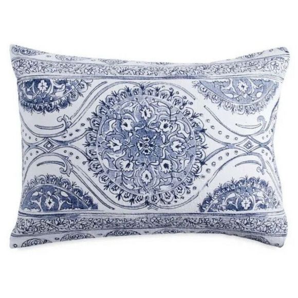 Peri Home Matelasse Medallion Full/Queen Duvet Cover Sham set Dk Blue White $270 - Picture 5 of 12